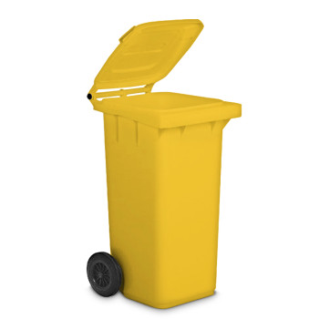 pattumiera differenziata con ruote giallo plastica riciclata