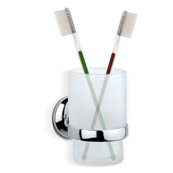 PORTABICCHIERE   cromo e vetro