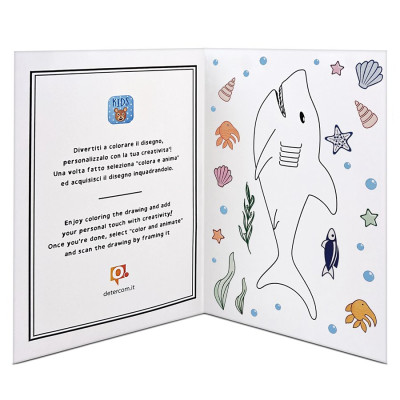 talloncino con disegno squalo da colorare