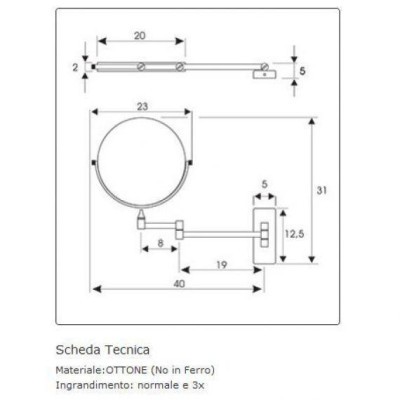 SPECCHIO INGRANDITORE   braccio doppio