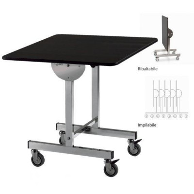 TAVOLO BREAKFAST   quadrato con ruote