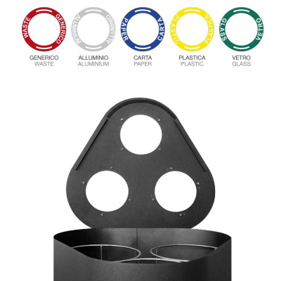 GETTACARTE DIFFERENZIATA   metallo nero 3 sacchi