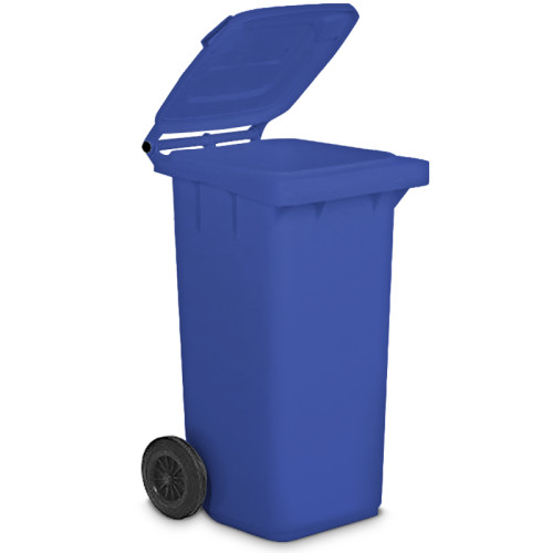 pattumiera differenziata con ruote e coperchio blu plastica riciclata 240 lt