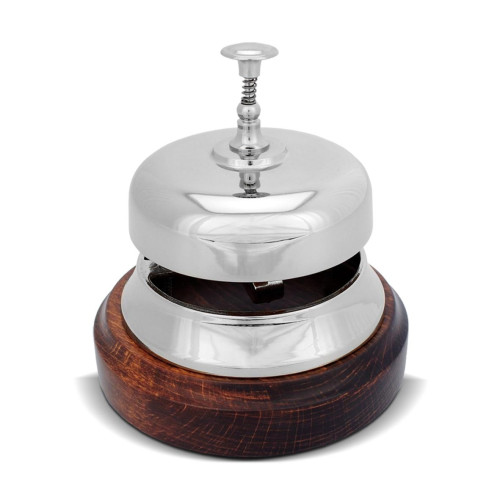 campanello da banco   cromato base legno