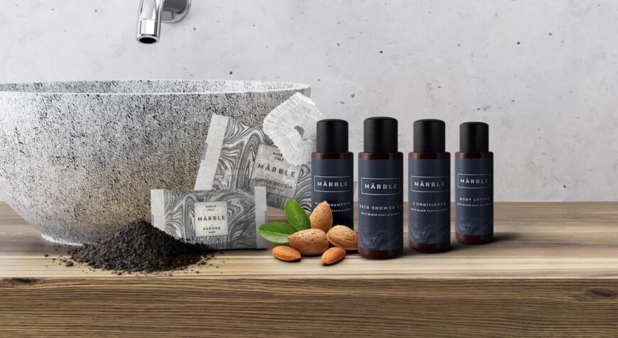 Marble cosmetici hotel argilla mandorla naturali hotel