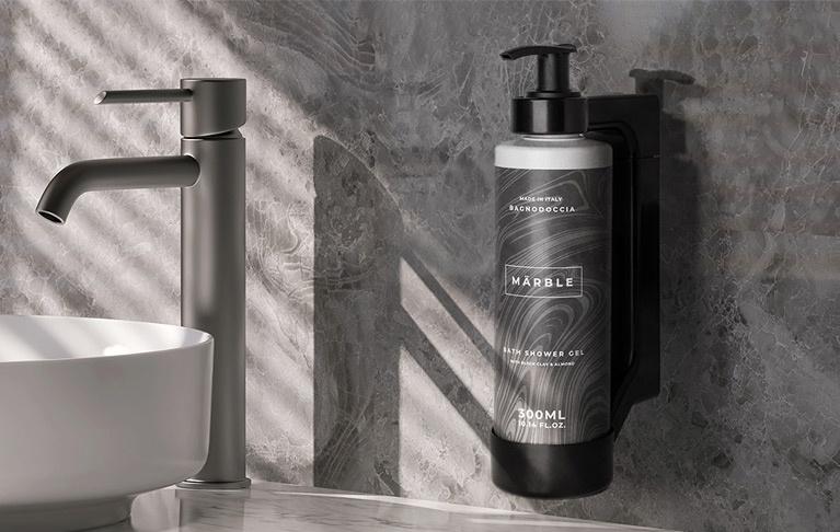 Dispenser hotel ricaricabile con supporto antifurto Marble